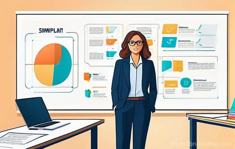 전문용어 단순화와 언어의 간결성 - **Prompt:** "A vibrant digital art illustration depicting a male or female educator, dressed in smar...