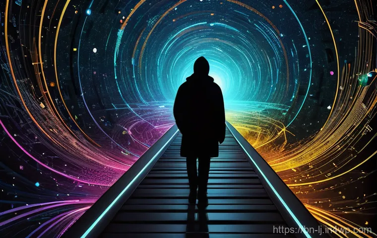 전문용어 단순화의 트렌드 분석 - **Prompt:** A young, casually dressed adult is navigating a vast, swirling galaxy of complex digital...