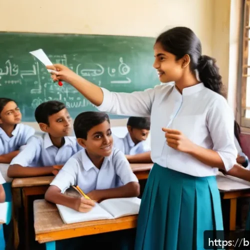 전문용어 단순화 관련 최신 연구 소개 - A vibrant classroom scene in Bangladesh featuring a diverse group of Bengali students actively engag...