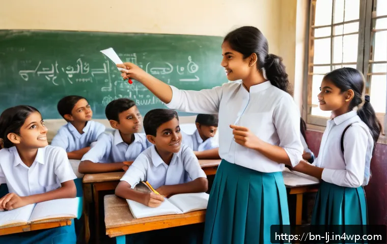 전문용어 단순화 관련 최신 연구 소개 - A vibrant classroom scene in Bangladesh featuring a diverse group of Bengali students actively engag...